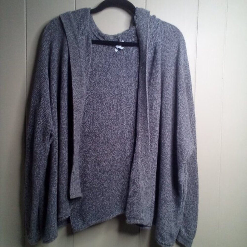 Sonoma Open Front Cardigan Sweater XL Hood Long Sleeve Gray